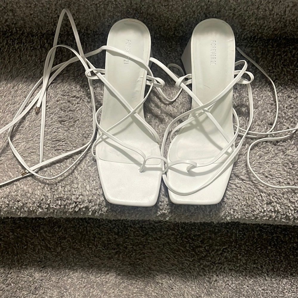 White Lace up Sandal